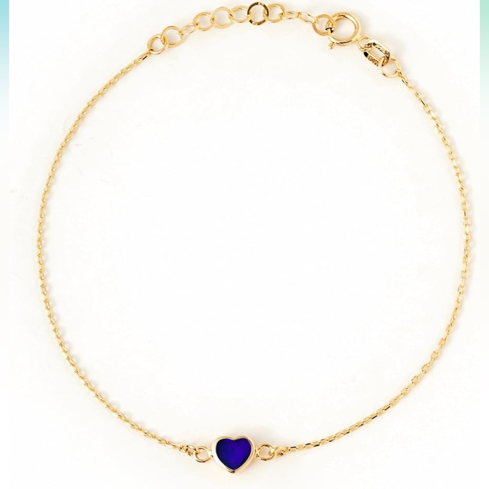 Gelin Blue Heart 14k Gold Bracelet